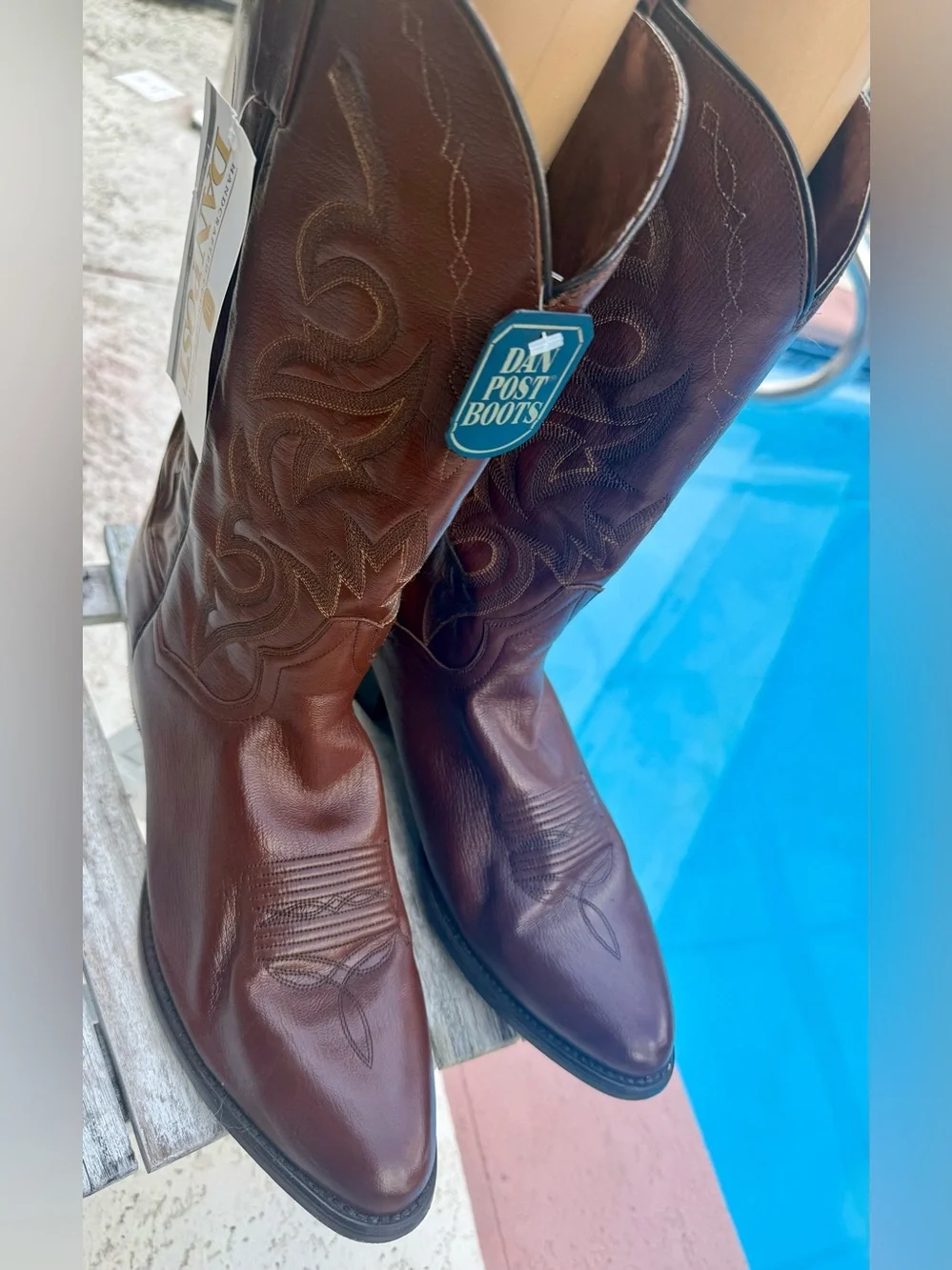 DAN POST MILWAUKEE WESTERN ROUND TOE BOOTS ANTIQUE TAN MENS SIZE 13~NEW* (READ)